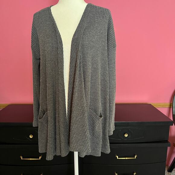 American Eagle Outfitters Gray Cardigan Pockets Womens Sz L - Picture 2 of 7